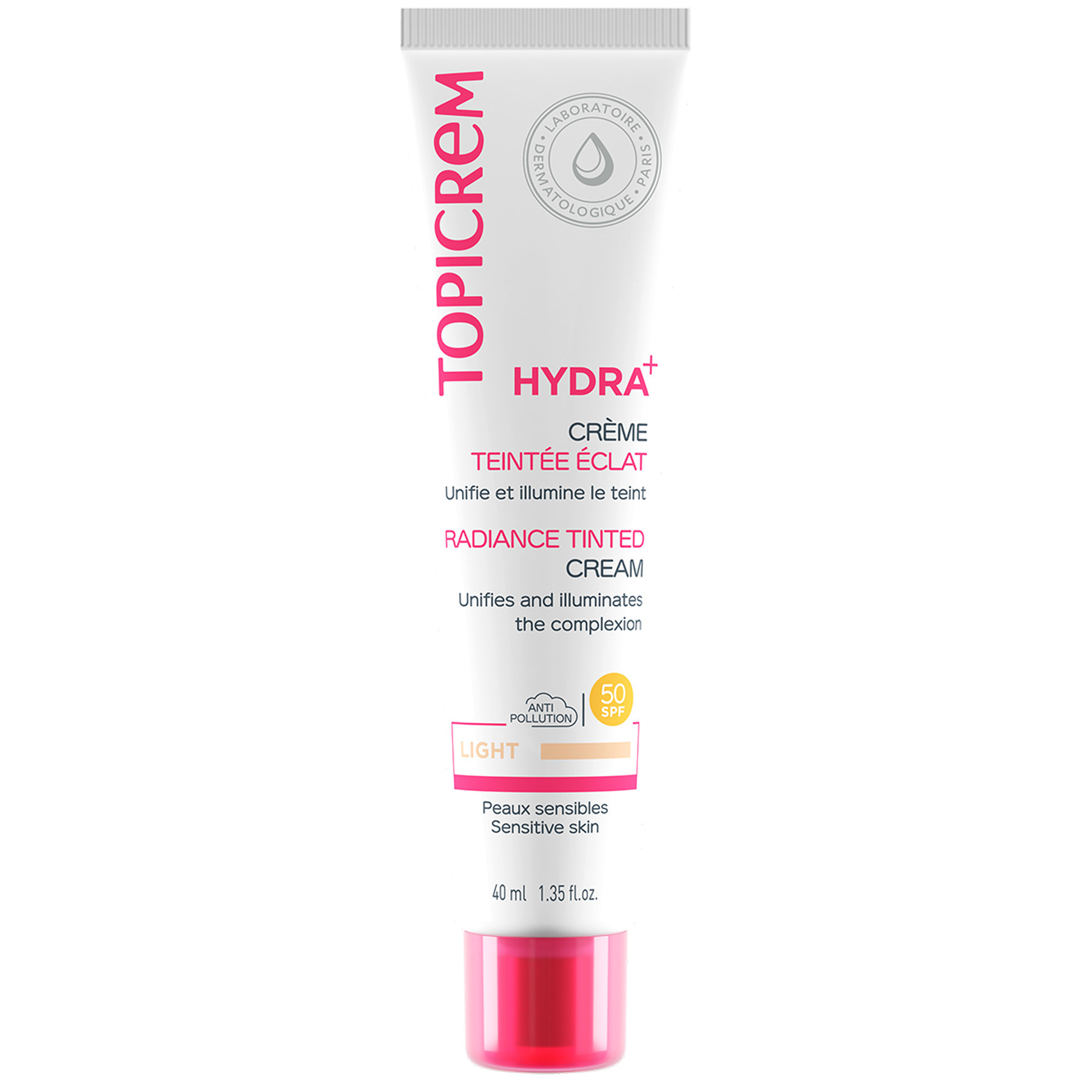 Imagen de Topicrem Crema hidratante iluminadora con color claro Hydra+ 40ml